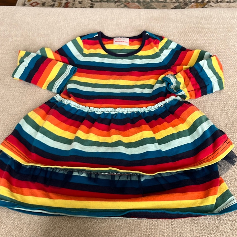 Hanna Andersson Rainbow Tiered Tutu Long Sleeved Play/Party Dress Size 4